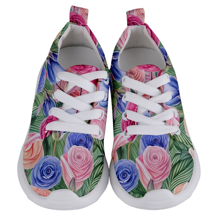 Cheerful Watercolor Flowers Kids  Lightweight Sports Shoes