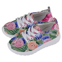 Cheerful Watercolor Flowers Kids  Lightweight Sports Shoes by GardenOfOphir