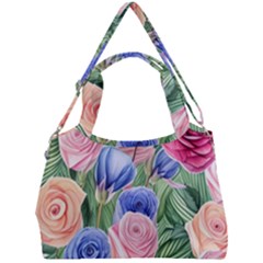 Cheerful Watercolor Flowers Double Compartment Shoulder Bag by GardenOfOphir