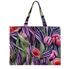 Charming Watercolor Flowers Zipper Mini Tote Bag by GardenOfOphir