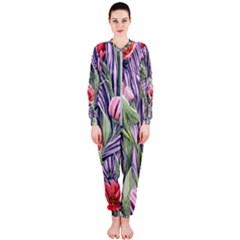 Charming Watercolor Flowers Onepiece Jumpsuit (ladies) by GardenOfOphir