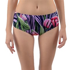 Charming Watercolor Flowers Reversible Mid-waist Bikini Bottoms by GardenOfOphir