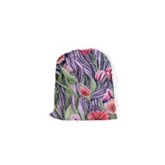 Charming Watercolor Flowers Drawstring Pouch (xs) by GardenOfOphir