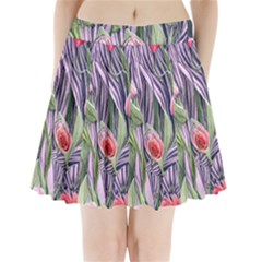 Charming Watercolor Flowers Pleated Mini Skirt by GardenOfOphir