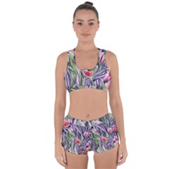 Charming Watercolor Flowers Racerback Boyleg Bikini Set by GardenOfOphir