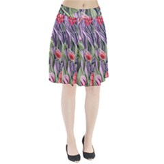 Charming Watercolor Flowers Pleated Skirt by GardenOfOphir