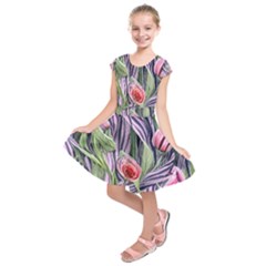 Charming Watercolor Flowers Kids  Short Sleeve Dress by GardenOfOphir