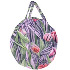 Charming Watercolor Flowers Giant Round Zipper Tote by GardenOfOphir