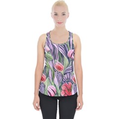 Charming Watercolor Flowers Piece Up Tank Top by GardenOfOphir