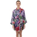 Charming Watercolor Flowers Long Sleeve Satin Kimono View1