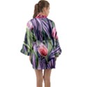 Charming Watercolor Flowers Long Sleeve Satin Kimono View2