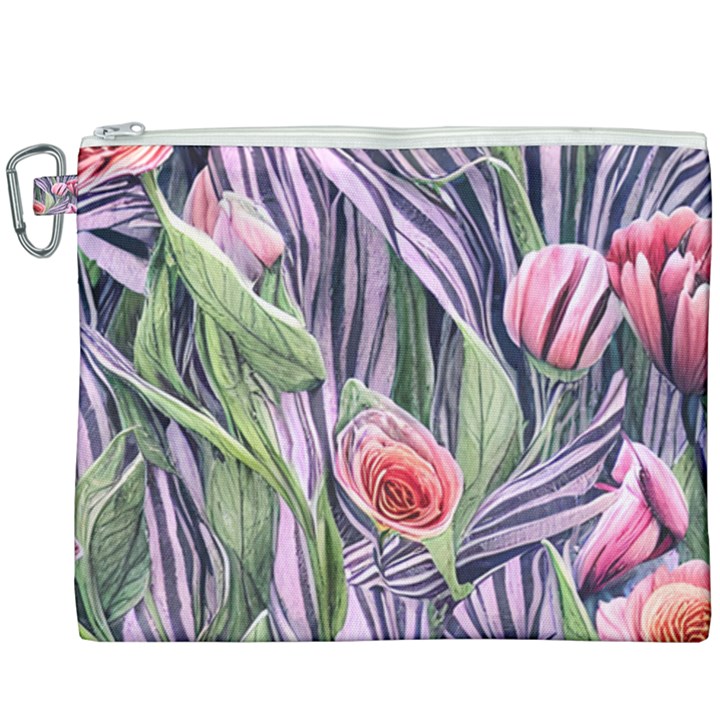 Charming Watercolor Flowers Canvas Cosmetic Bag (XXXL)