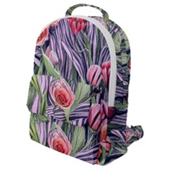 Charming Watercolor Flowers Flap Pocket Backpack (small) by GardenOfOphir