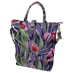 Charming Watercolor Flowers Buckle Top Tote Bag by GardenOfOphir