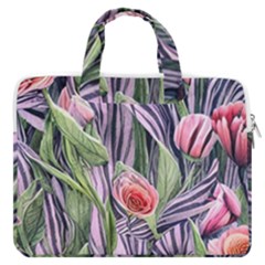 Charming Watercolor Flowers Macbook Pro 16  Double Pocket Laptop Bag  by GardenOfOphir