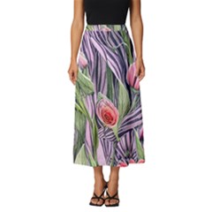 Charming Watercolor Flowers Classic Midi Chiffon Skirt