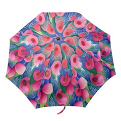 Celestial Watercolor Flowers Folding Umbrellas by GardenOfOphir