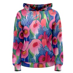 Celestial Watercolor Flowers Women s Pullover Hoodie by GardenOfOphir