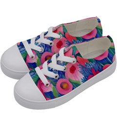 Celestial Watercolor Flowers Kids  Low Top Canvas Sneakers by GardenOfOphir