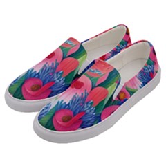 Celestial Watercolor Flowers Men s Canvas Slip Ons by GardenOfOphir