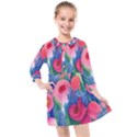 Celestial Watercolor Flowers Kids  Quarter Sleeve Shirt Dress View1