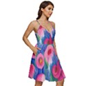 Celestial Watercolor Flowers V-Neck Pocket Summer Dress  View2