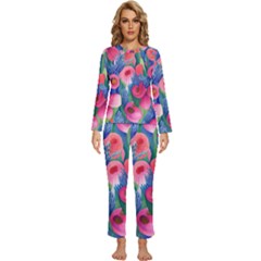 Celestial Watercolor Flowers Womens  Long Sleeve Lightweight Pajamas Set by GardenOfOphir