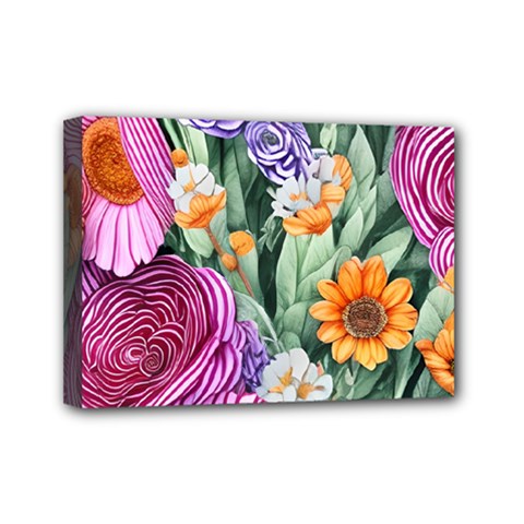 Captivating Watercolor Flowers Mini Canvas 7  X 5  (stretched) by GardenOfOphir