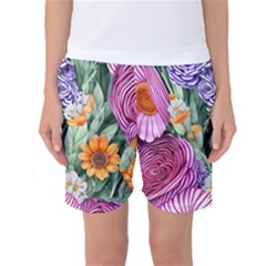 Captivating Watercolor Flowers Women s Basketball Shorts by GardenOfOphir