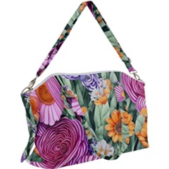 Captivating Watercolor Flowers Canvas Crossbody Bag by GardenOfOphir