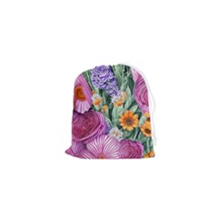 Captivating Watercolor Flowers Drawstring Pouch (xs) by GardenOfOphir