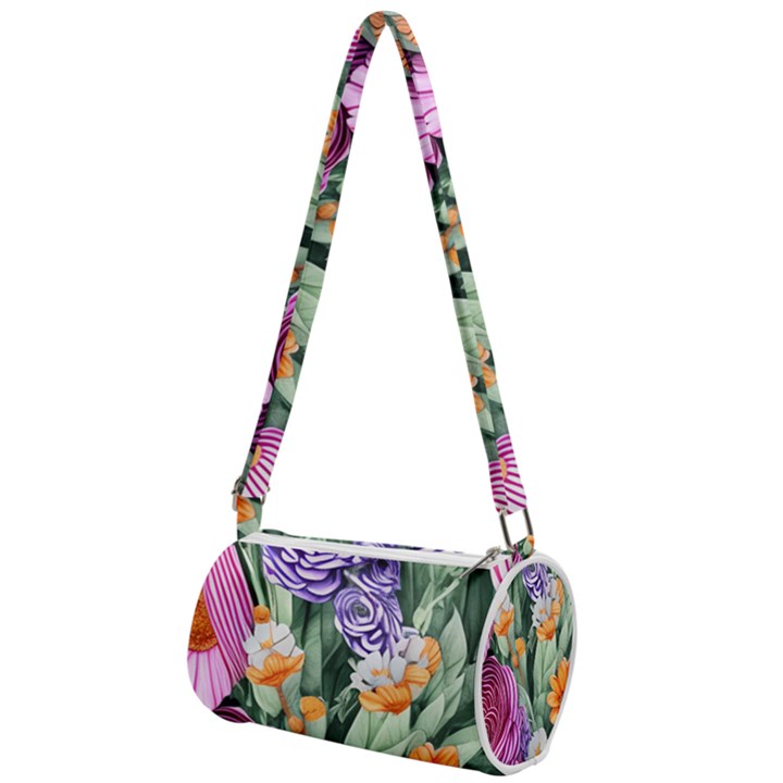 Captivating Watercolor Flowers Mini Cylinder Bag