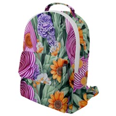 Captivating Watercolor Flowers Flap Pocket Backpack (small) by GardenOfOphir