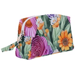 Captivating Watercolor Flowers Wristlet Pouch Bag (large) by GardenOfOphir