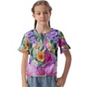 Captivating Watercolor Flowers Kids  Cuff Sleeve Scrunch Bottom Tee View1