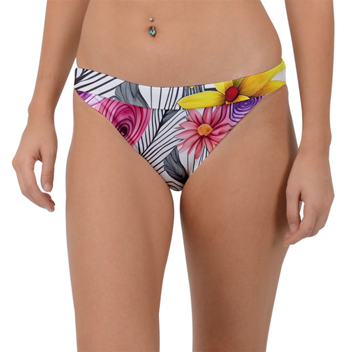 Darling And Dazzling Watercolor Flowers Band Bikini Bottoms