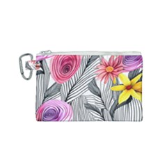 Darling And Dazzling Watercolor Flowers Canvas Cosmetic Bag (small) by GardenOfOphir