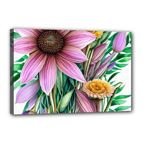 Watercolor Flowers Botanical Foliage Canvas 18  X 12  (stretched) by GardenOfOphir