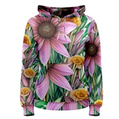 Watercolor Flowers Botanical Foliage Women s Pullover Hoodie by GardenOfOphir