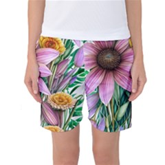 Watercolor Flowers Botanical Foliage Women s Basketball Shorts by GardenOfOphir