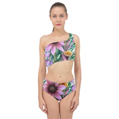 Watercolor Flowers Botanical Foliage Spliced Up Two Piece Swimsuit by GardenOfOphir