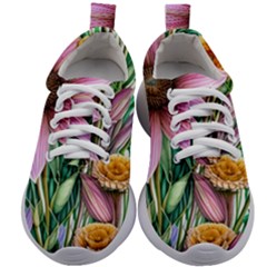 Watercolor Flowers Botanical Foliage Kids Athletic Shoes by GardenOfOphir