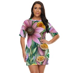 Watercolor Flowers Botanical Foliage Just Threw It On Dress by GardenOfOphir