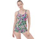 Different Watercolor Flowers Botanical Foliage Boyleg Tankini Set  View1