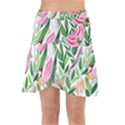 Different Watercolor Flowers Botanical Foliage Wrap Front Skirt View1