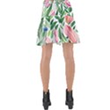 Different Watercolor Flowers Botanical Foliage Wrap Front Skirt View2