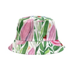 Different Watercolor Flowers Botanical Foliage Bucket Hat by GardenOfOphir