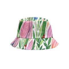 Different Watercolor Flowers Botanical Foliage Bucket Hat (kids) by GardenOfOphir