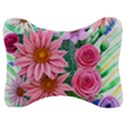 Enchanted Watercolor Flowers Botanical Foliage Velour Seat Head Rest Cushion View1