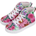 Enchanted Watercolor Flowers Botanical Foliage Kids  Hi-Top Skate Sneakers View2